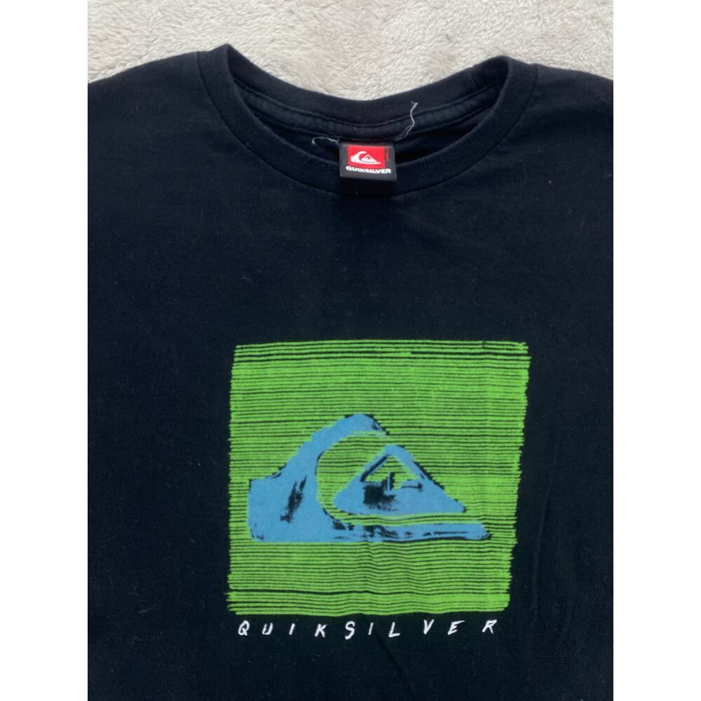 Quiksilver Black Graphic Logo T Shirt Men's Large Surf Skate Cotton Short Sleeve - Picture 4 of 6